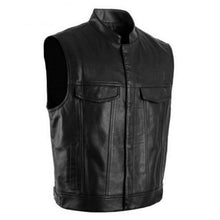 Load image into Gallery viewer, 2019 Men PU Leather Vest Black Moto & Biker Hip Hop Punk bomber Waistcoat Male Spring Standing collar Sleeveless Jacket 5XL