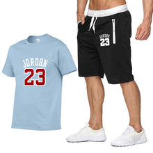 Load image into Gallery viewer, Tracksuit Men New 2020 Summer Two Piece Set Men Short Sleeve T Shirt Cropped Top+Shorts Suit Mens Sportwear Shorts Sets Outwear