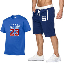 Load image into Gallery viewer, Tracksuit Men New 2020 Summer Two Piece Set Men Short Sleeve T Shirt Cropped Top+Shorts Suit Mens Sportwear Shorts Sets Outwear