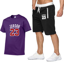 Load image into Gallery viewer, Tracksuit Men New 2020 Summer Two Piece Set Men Short Sleeve T Shirt Cropped Top+Shorts Suit Mens Sportwear Shorts Sets Outwear
