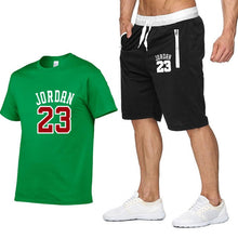 Load image into Gallery viewer, Tracksuit Men New 2020 Summer Two Piece Set Men Short Sleeve T Shirt Cropped Top+Shorts Suit Mens Sportwear Shorts Sets Outwear
