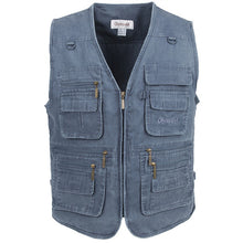 Load image into Gallery viewer, Big Size Fishing Vest Male With Many Pockets Men Sleeveless Jacket Blue Waistcoat Work Vests Outdoors Vest Plus Large Size 10XL

