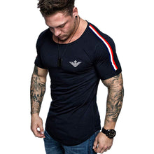 Load image into Gallery viewer, Printed 2020 fashion casual T-shirt men running sports tight fashion sports short T-shirt men's gym fitness bodybuilding tops
