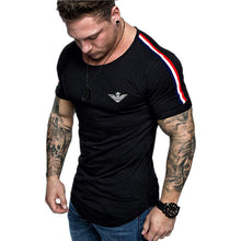 Load image into Gallery viewer, Printed 2020 fashion casual T-shirt men running sports tight fashion sports short T-shirt men's gym fitness bodybuilding tops
