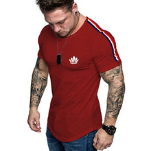 Load image into Gallery viewer, Printed 2020 fashion casual T-shirt men running sports tight fashion sports short T-shirt men's gym fitness bodybuilding tops
