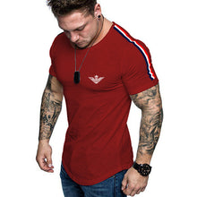 Load image into Gallery viewer, Printed 2020 fashion casual T-shirt men running sports tight fashion sports short T-shirt men's gym fitness bodybuilding tops

