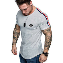 Load image into Gallery viewer, Printed 2020 fashion casual T-shirt men running sports tight fashion sports short T-shirt men's gym fitness bodybuilding tops
