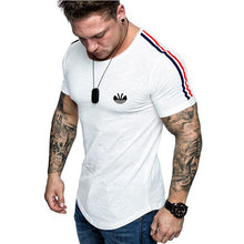 Load image into Gallery viewer, Printed 2020 fashion casual T-shirt men running sports tight fashion sports short T-shirt men's gym fitness bodybuilding tops
