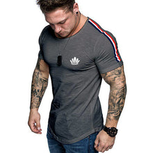 Load image into Gallery viewer, Printed 2020 fashion casual T-shirt men running sports tight fashion sports short T-shirt men's gym fitness bodybuilding tops
