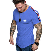Load image into Gallery viewer, Printed 2020 fashion casual T-shirt men running sports tight fashion sports short T-shirt men's gym fitness bodybuilding tops

