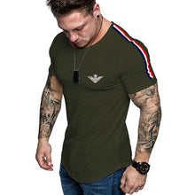 Load image into Gallery viewer, Printed 2020 fashion casual T-shirt men running sports tight fashion sports short T-shirt men's gym fitness bodybuilding tops

