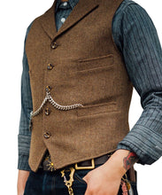 Load image into Gallery viewer, Men's Suit Vest Boutique Wool Tweed Slim Fit Leisure Cotton Male Gentleman Beckham Business Waistcoat For Wedding Groomsmen
