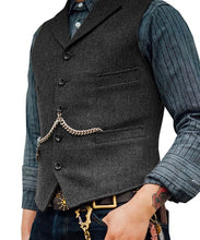 Load image into Gallery viewer, Men's Suit Vest Boutique Wool Tweed Slim Fit Leisure Cotton Male Gentleman Beckham Business Waistcoat For Wedding Groomsmen
