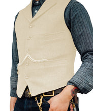 Load image into Gallery viewer, Men's Suit Vest Boutique Wool Tweed Slim Fit Leisure Cotton Male Gentleman Beckham Business Waistcoat For Wedding Groomsmen
