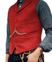 Load image into Gallery viewer, Men's Suit Vest Boutique Wool Tweed Slim Fit Leisure Cotton Male Gentleman Beckham Business Waistcoat For Wedding Groomsmen
