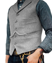 Load image into Gallery viewer, Men's Suit Vest Boutique Wool Tweed Slim Fit Leisure Cotton Male Gentleman Beckham Business Waistcoat For Wedding Groomsmen

