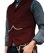 Load image into Gallery viewer, Men's Suit Vest Boutique Wool Tweed Slim Fit Leisure Cotton Male Gentleman Beckham Business Waistcoat For Wedding Groomsmen
